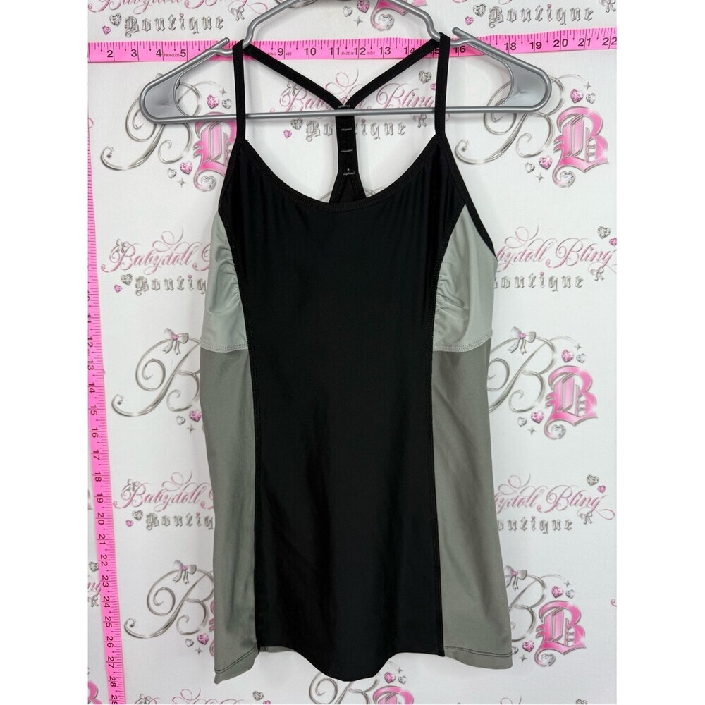 Marika workout top tank Black and Gray Athletic Racerback Tank
